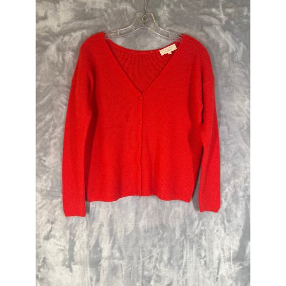 Sezane Barry Cardigan Red Super Kid Mohair Small Quiet Luxury Alpaca Sweater - Picture 8 of 11